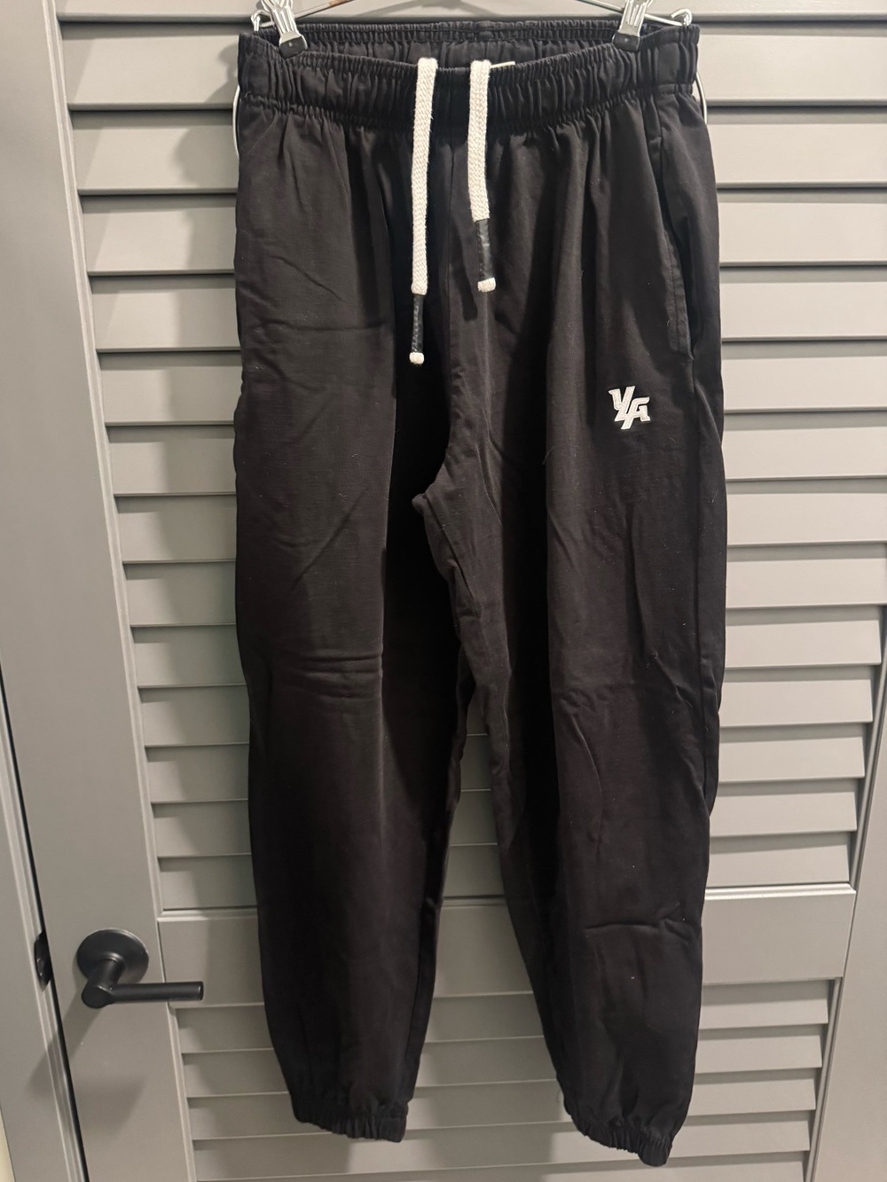 YoungLA Black Sweatpants with White Drawstring
